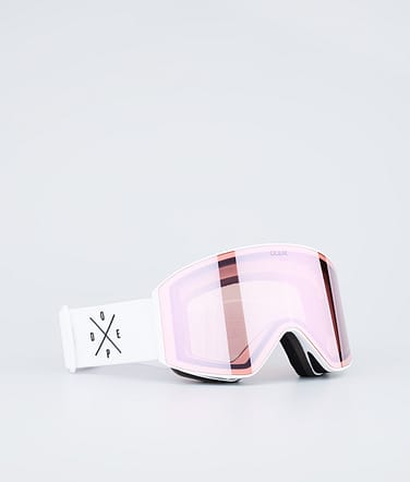 Dope Sight Ski Goggles White W/White Pink Mirror