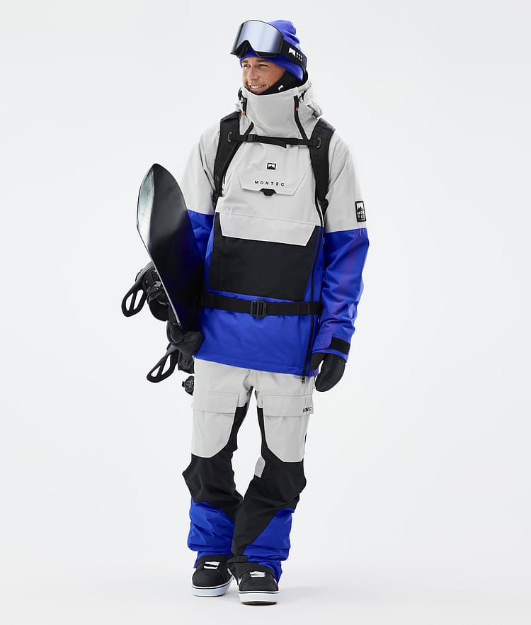 Montec Doom Veste Snowboard Homme Light Grey/Black/Cobalt Blue, Image 3 sur 11
