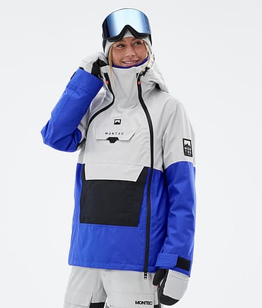 Montec Doom W Snowboard Jacket Women Light Grey/Black/Cobalt Blue Renewed