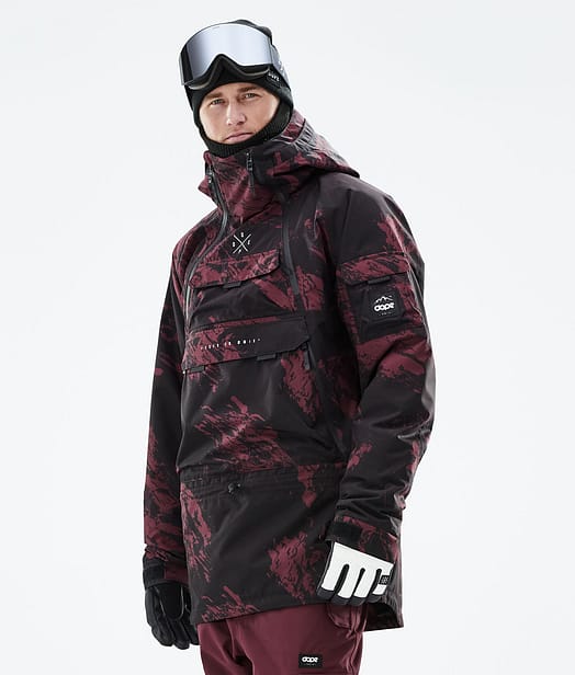 Dope Akin 2021 Snowboard Jacket Men Paint Burgundy