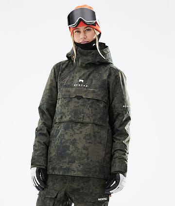 Montec Dune W 21 Bunda na Snowboard Dámské Olive Green Tiedye