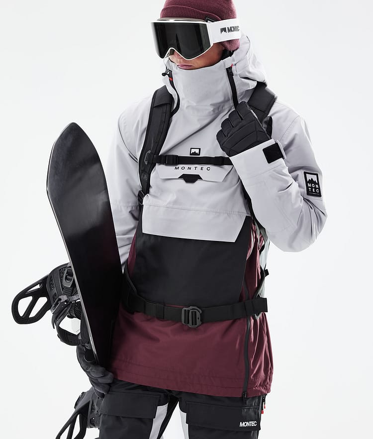 Montec Doom 21 Chaqueta Snowboard Hombre Light Grey/Black/Burgundy, Imagen 3 de 11