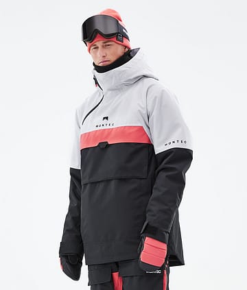 Montec Dune 21 Bunda na Snowboard Pánské Light Grey/Coral/Black