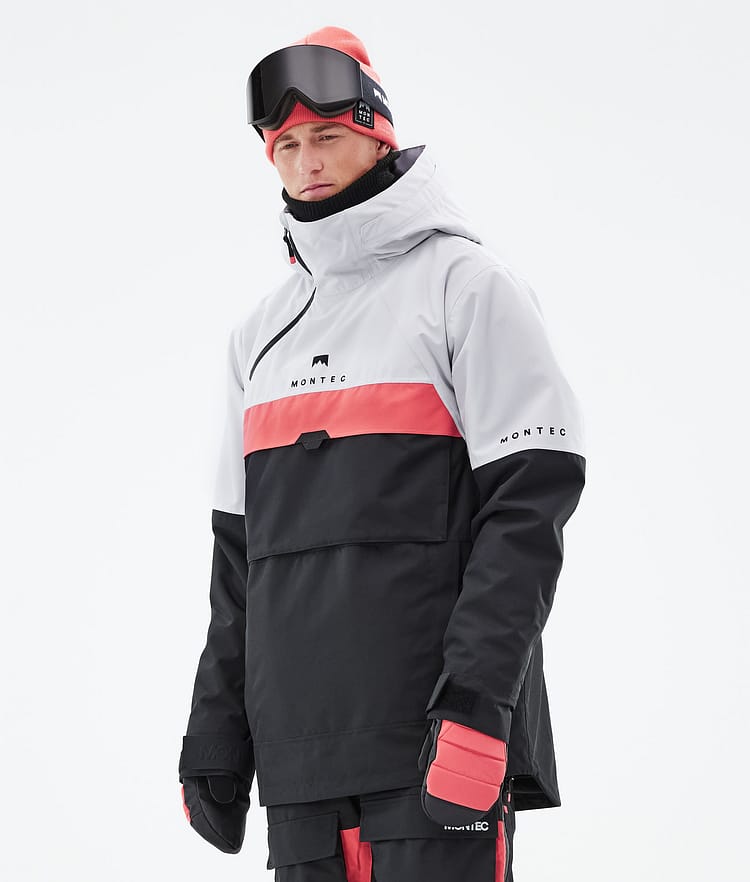 Montec Dune 21 Kurtka Snowboardowa Mężczyźni Light Grey/Coral/Black, Zdjęcie 1 z 10