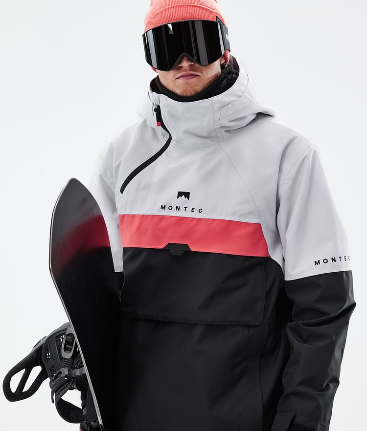 Montec Dune 21 Kurtka Snowboardowa Mężczyźni Light Grey/Coral/Black, Zdjęcie 3 z 10