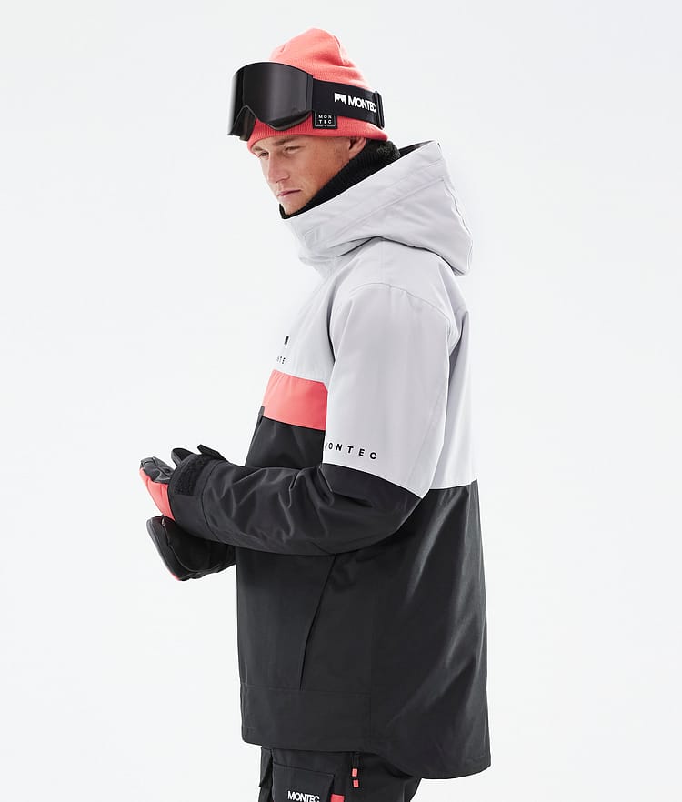 Montec Dune 21 Kurtka Snowboardowa Mężczyźni Light Grey/Coral/Black, Zdjęcie 7 z 10