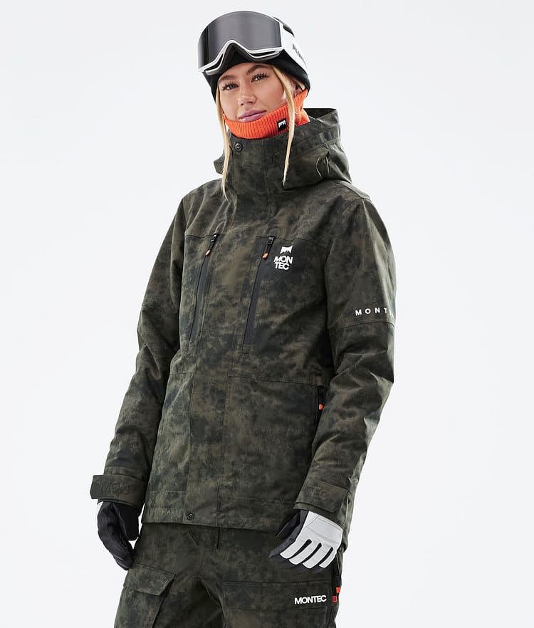 Montec Fawk W 21 Kurtka Snowboardowa Kobiety Olive Green Tiedye, Zdjęcie 2 z 12