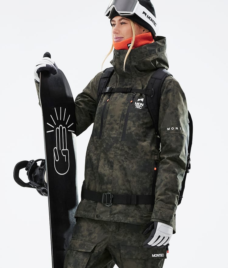 Montec Fawk W 21 Kurtka Snowboardowa Kobiety Olive Green Tiedye, Zdjęcie 3 z 12