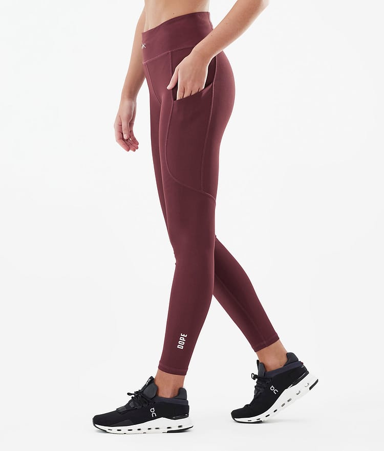 Dope Lofty Tech Leggings Dames Burgundy, Afbeelding 1 van 8