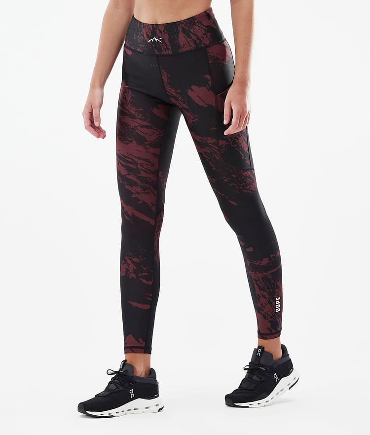 Dope Lofty Tech Leggings Dame Paint Burgundy, Billede 1 af 8