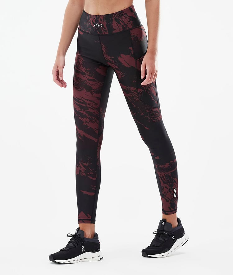 Dope Lofty Tech Legginsy Kobiety Paint Burgundy