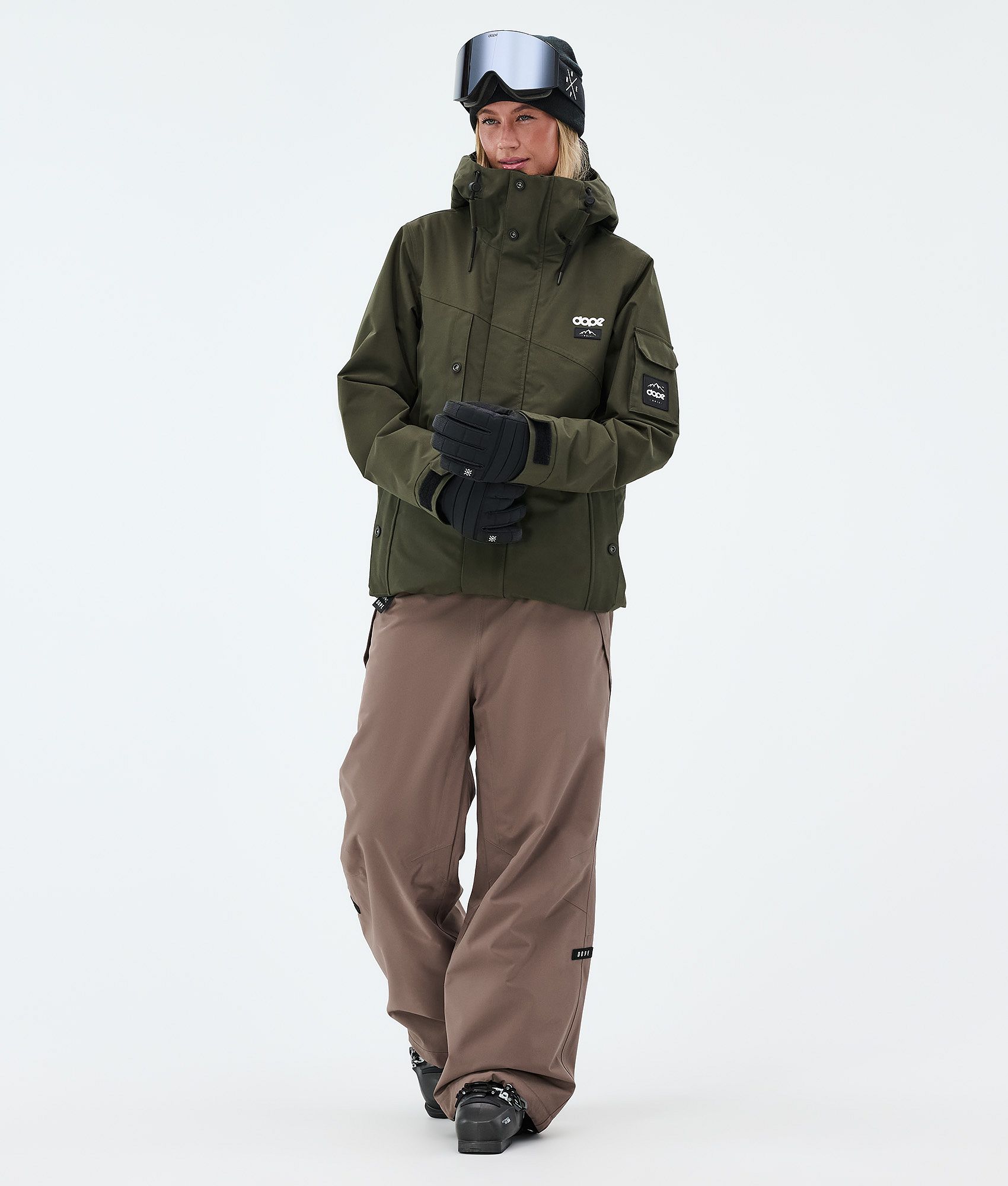 Dope Adept W/Big W Outfit Narciarski Kobiety - Olive Green/Walnut