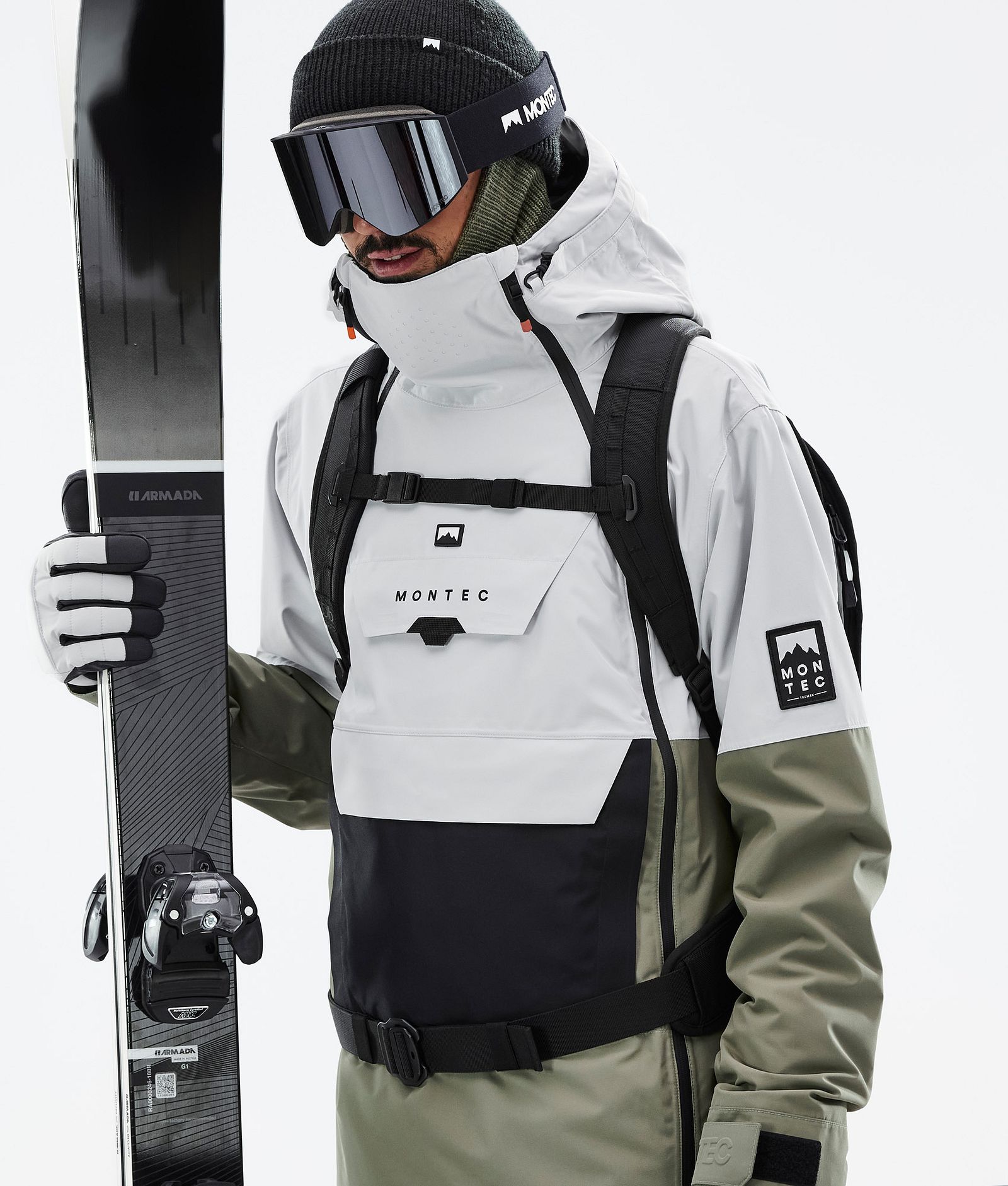 Montec Doom Veste de Ski Homme Light Grey/Black/Greenish