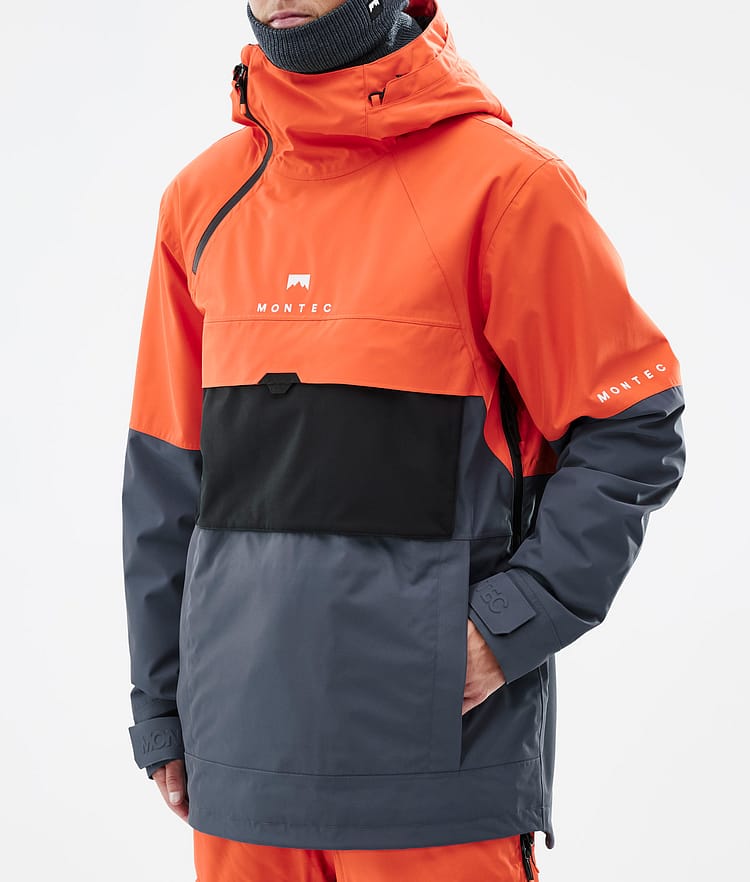 Montec Dune Veste Snowboard Homme Orange/Black/Metal Blue, Image 8 sur 9