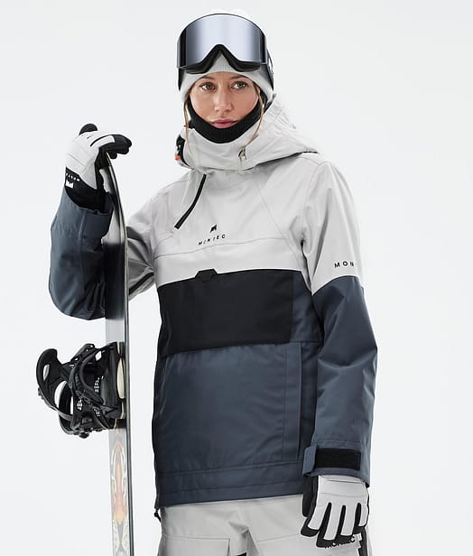 Montec Dune W Bunda na Snowboard Dámské Light Grey/Black/Metal Blue