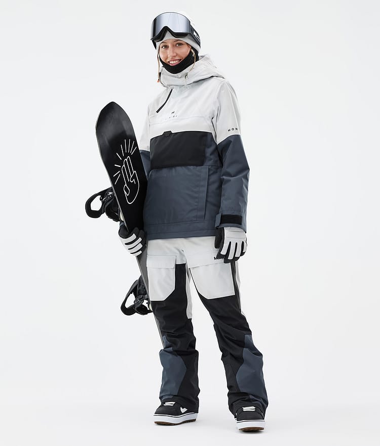 Montec Dune W Veste Snowboard Femme Light Grey/Black/Metal Blue