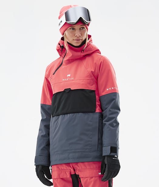 Montec Dune W Veste de Ski Femme Coral/Black/Metal Blue