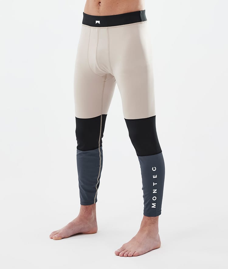 Montec Alpha Legginsy Termoaktywne Mężczyźni Sand/Black/Metal Blue