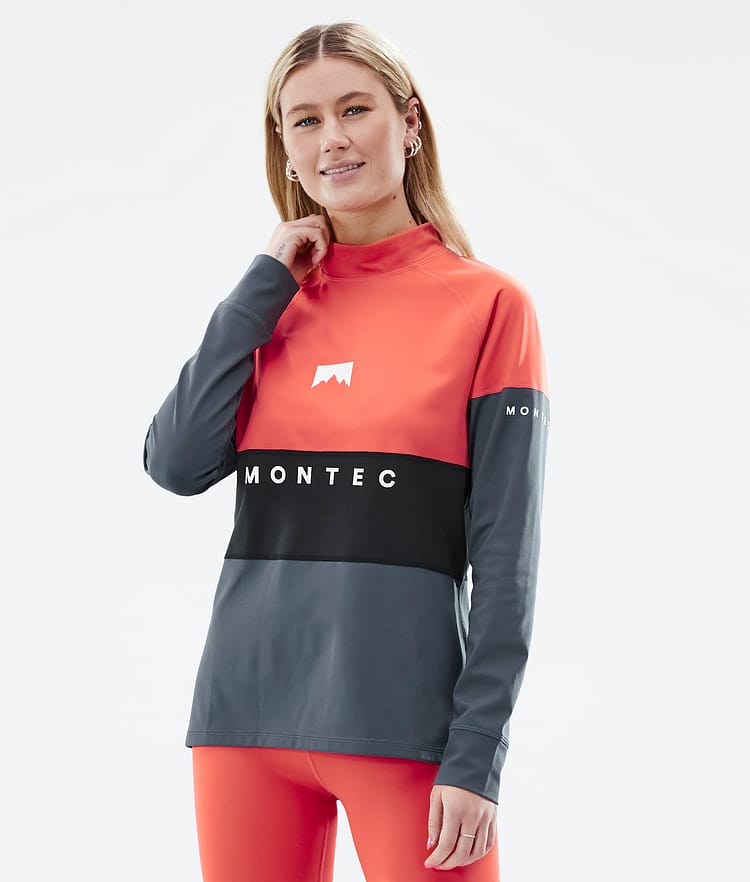 Montec Alpha W Baselayer top Dame Coral/Black/Metal Blue, Billede 1 af 5