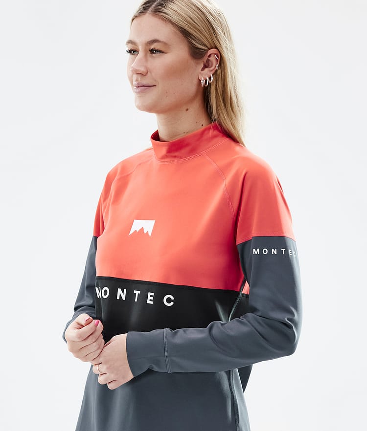 Montec Alpha W Maglia Termica Donna Coral/Black/Metal Blue, Immagine 2 di 5