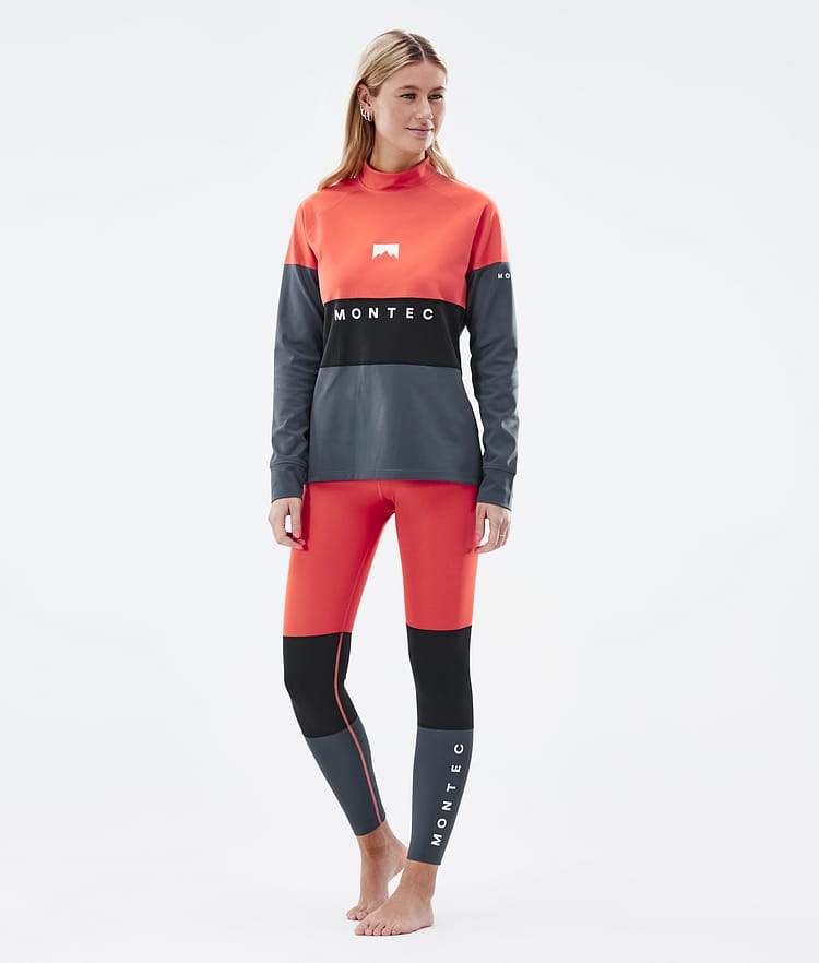 Montec Alpha W Base Layer Top Women Coral/Black/Metal Blue