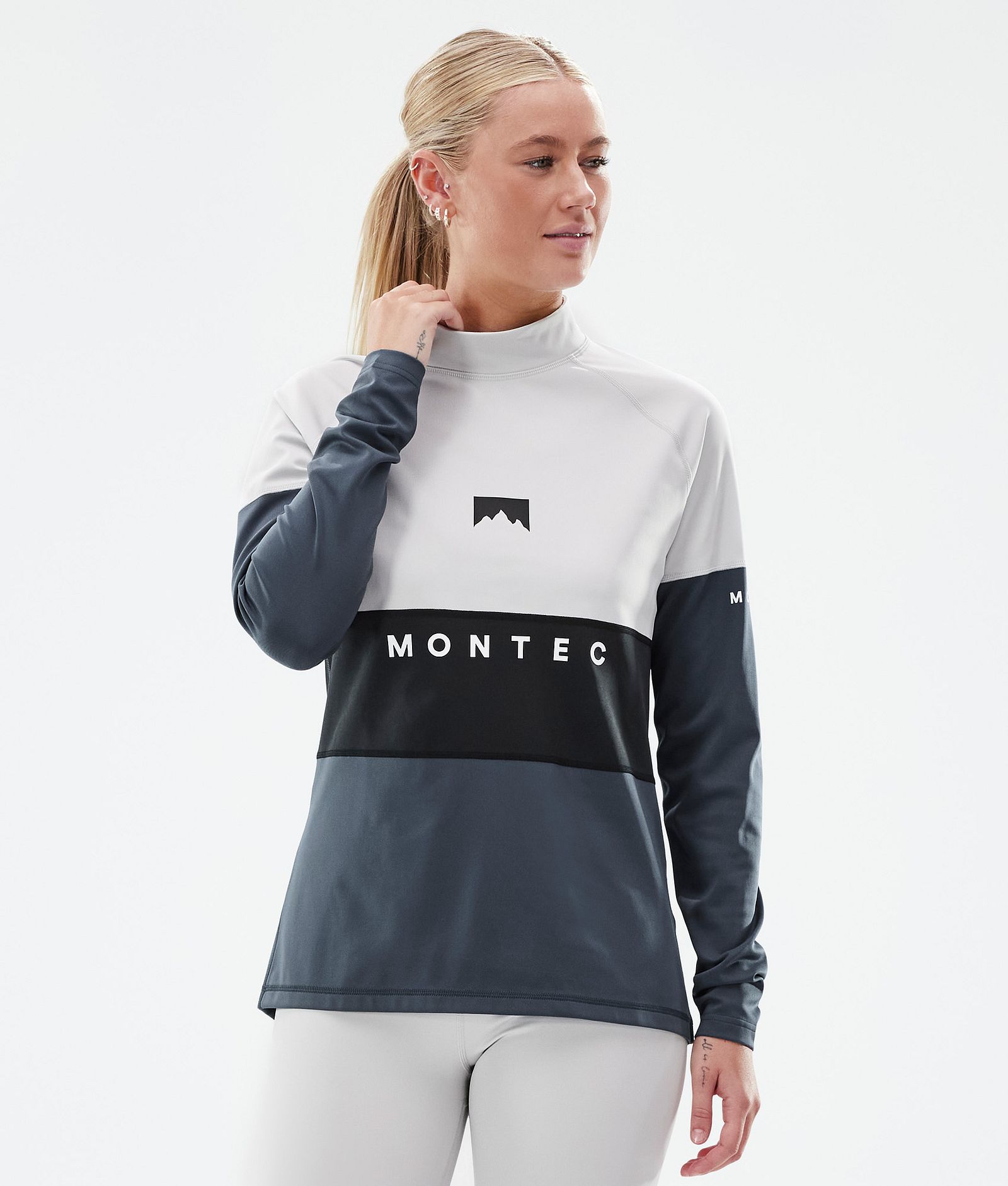 Montec Alpha W Camiseta Térmica Mujer Light Grey/Black/Metal Blue - Gris