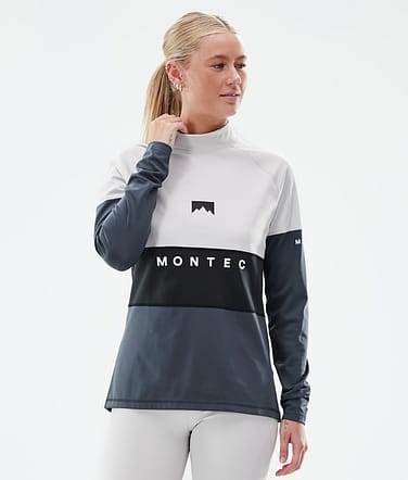 Montec Alpha W Tee-shirt thermique Femme Light Grey/Black/Metal Blue