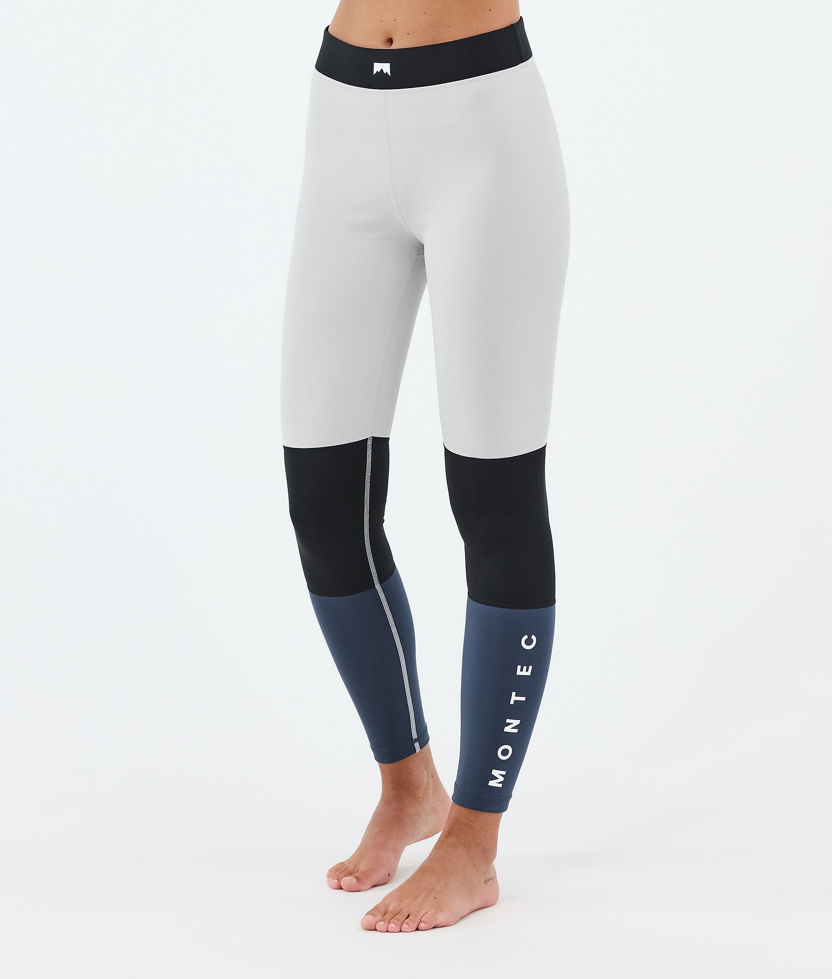 Montec Alpha W Legginsy Termoaktywne Kobiety - Light Grey/Black/Metal Blue