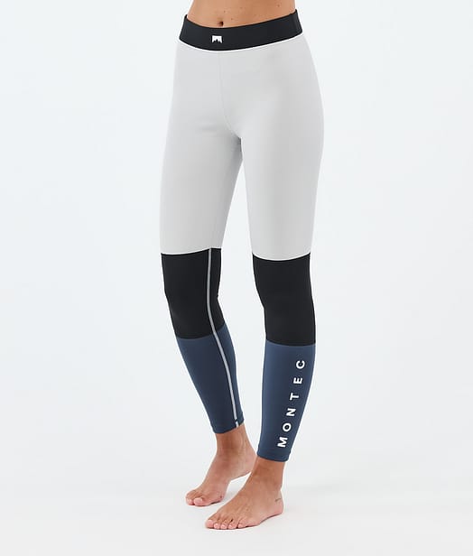 Montec Alpha W Pantalon thermique Femme Light Grey/Black/Metal Blue