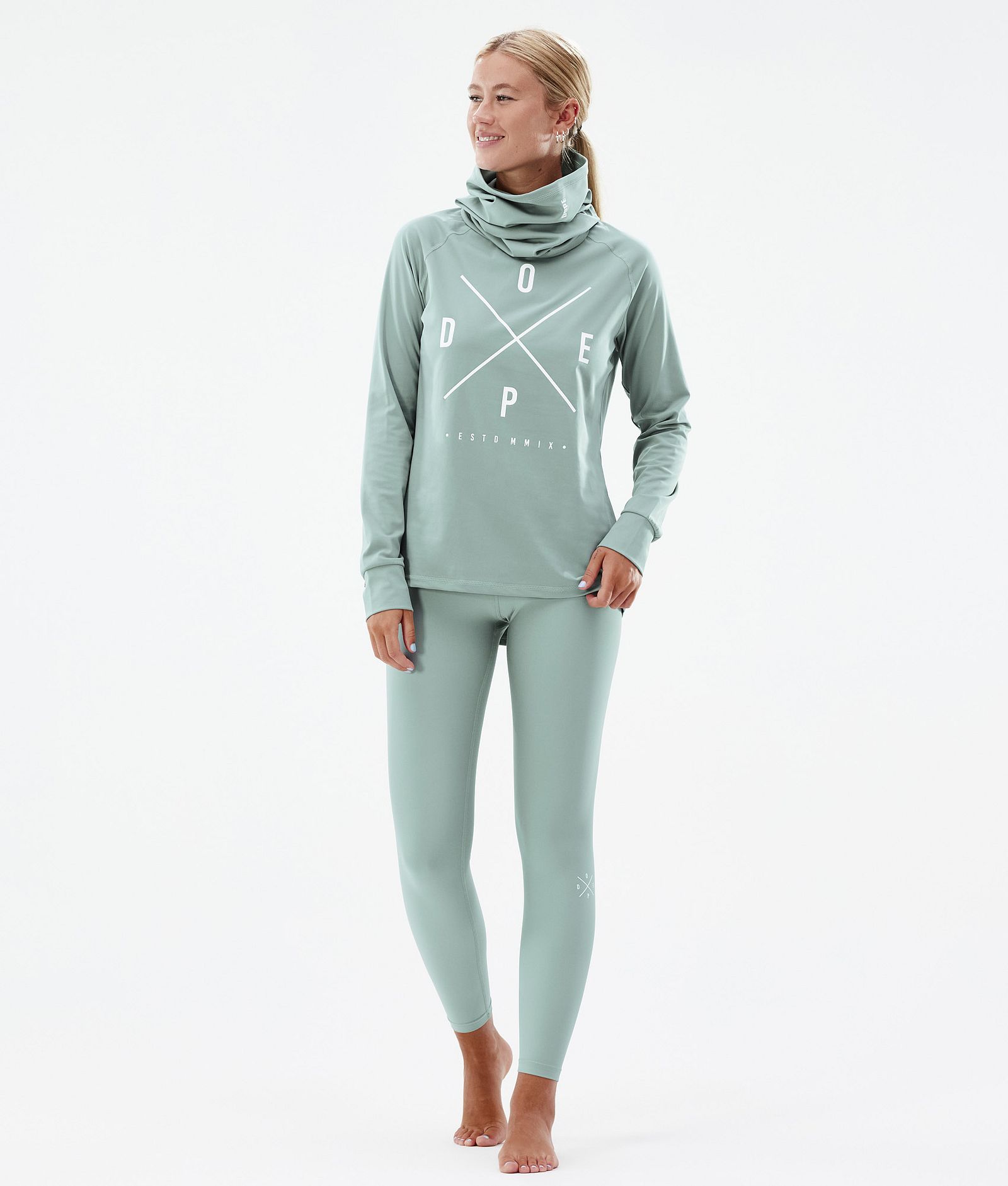 Dope Snuggle W 2022 Baselayer top Dame 2X-Up Faded Green
