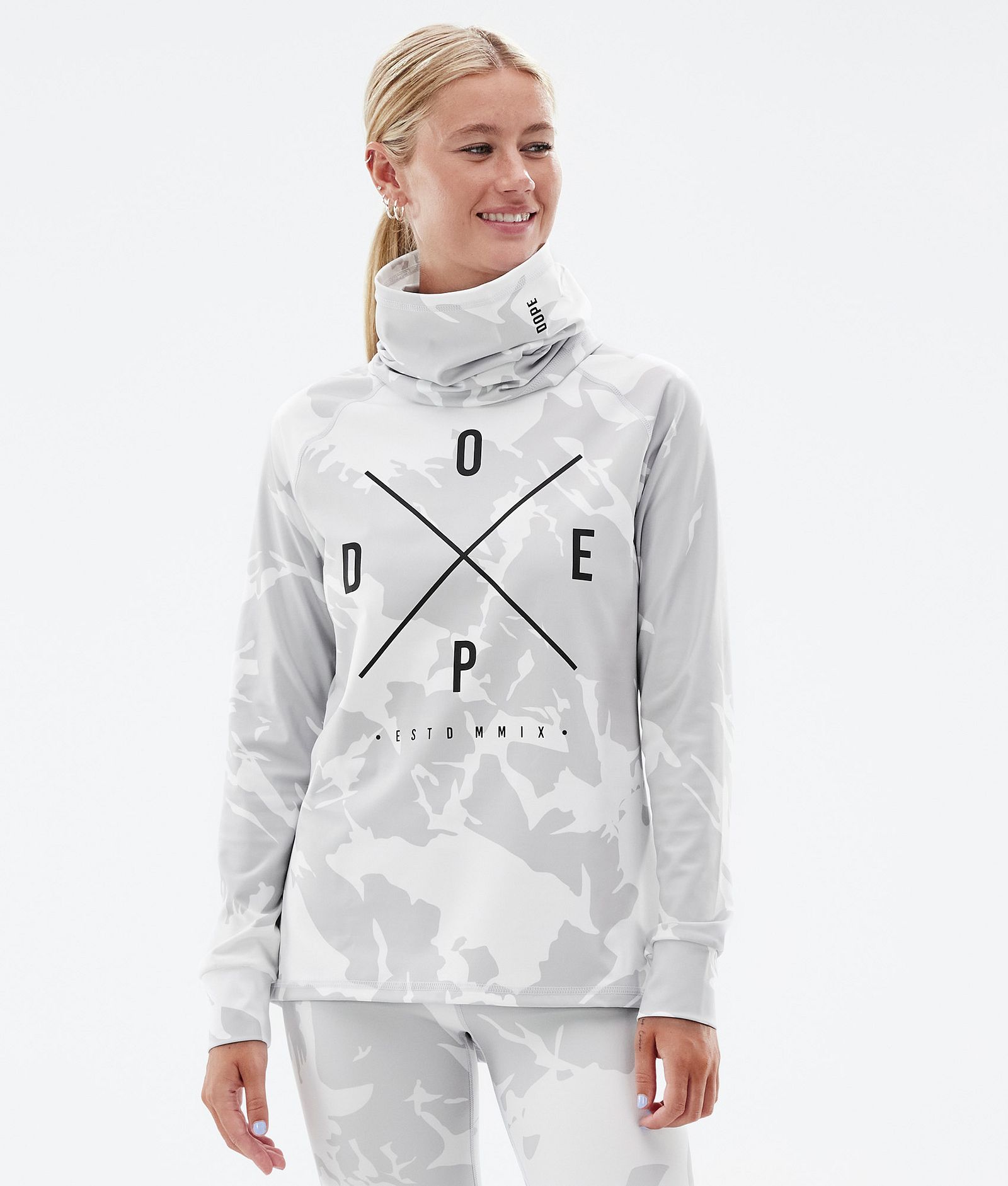 Dope Snuggle W 2022 Baselayer top Dame 2X-Up Grey Camo, Billede 1 af 6