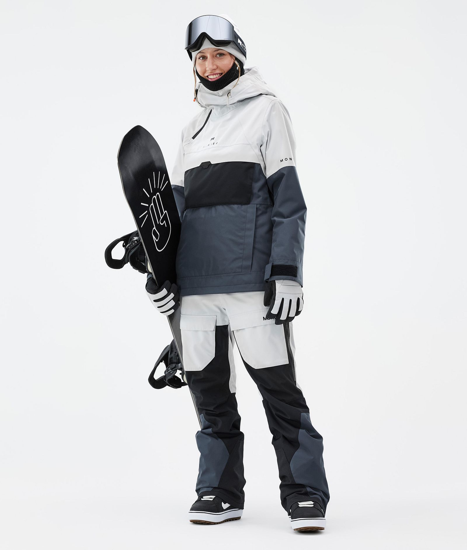 Montec Fawk W Pantalon de Snowboard Femme Light Grey/Black/Metal Blue, Image 2 sur 7