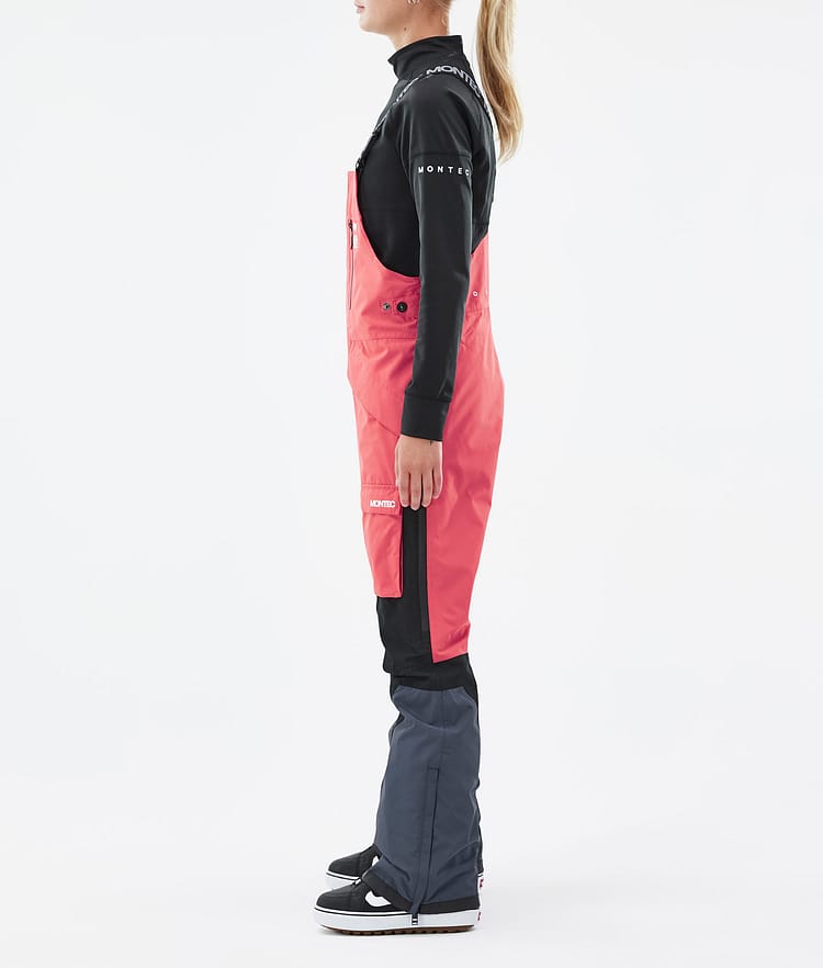 Montec Fawk W Pantalon de Snowboard Femme Coral/Black/Metal Blue