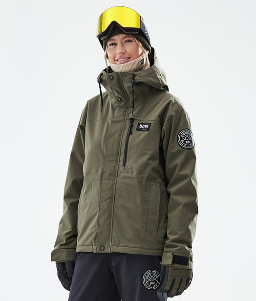 Dope Blizzard W Full Zip Skijacke Damen Olive Green