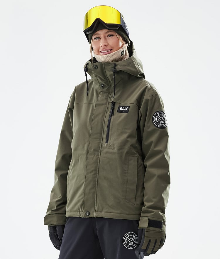 Dope Blizzard W Full Zip Snowboard jas Dames Olive Green, Afbeelding 1 van 10
