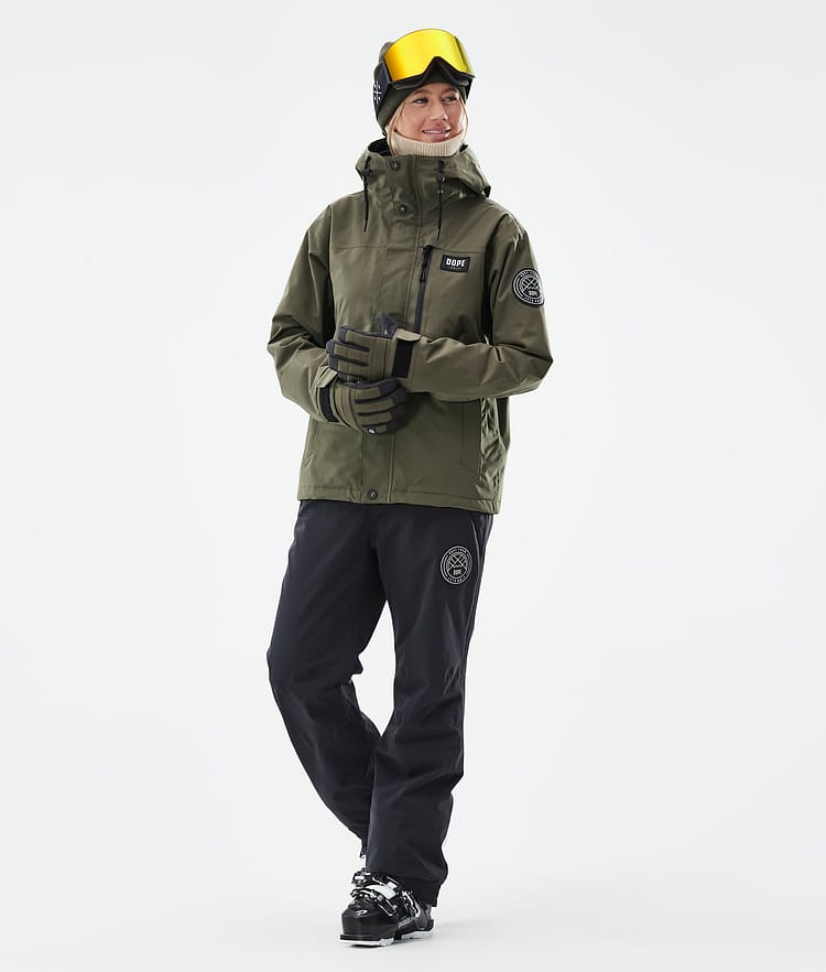 Dope Blizzard W Full Zip Ski jas Dames Olive Green, Afbeelding 3 van 10