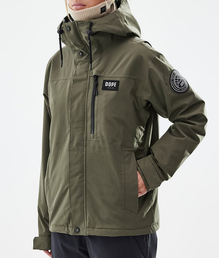 Dope Blizzard W Full Zip Ski Jacket Women Olive Green