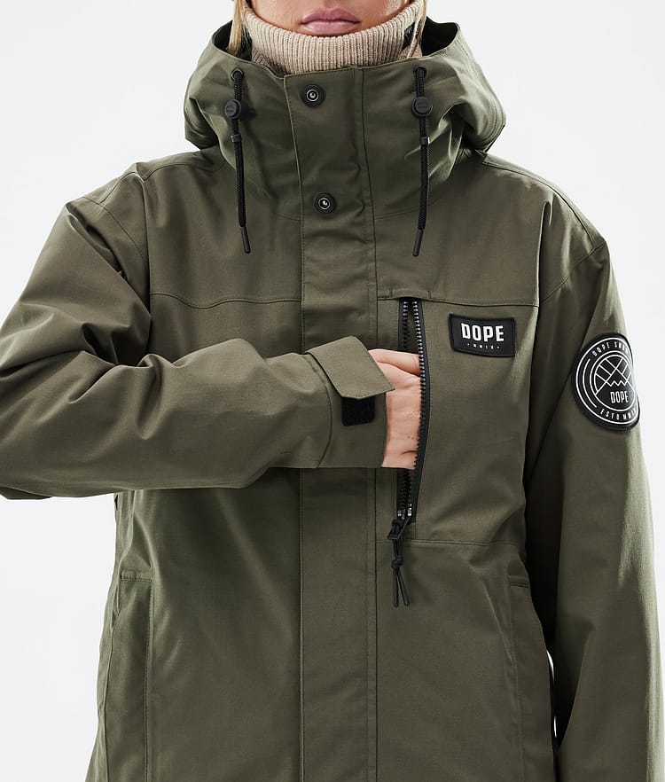 Dope Blizzard W Full Zip Veste de Ski Femme Olive Green, Image 9 sur 10