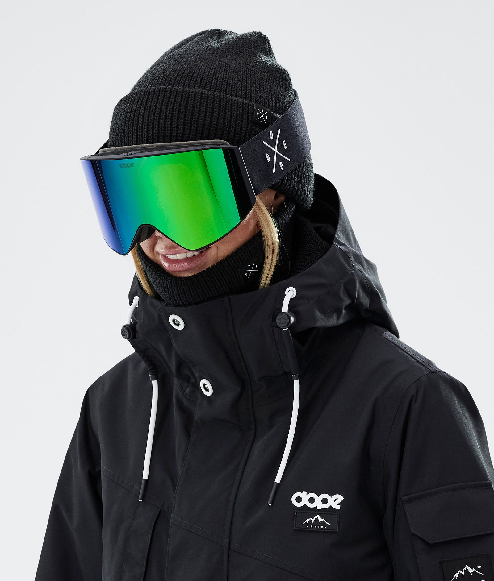 Dope Sight Ski Goggles Black W/Black Green Mirror