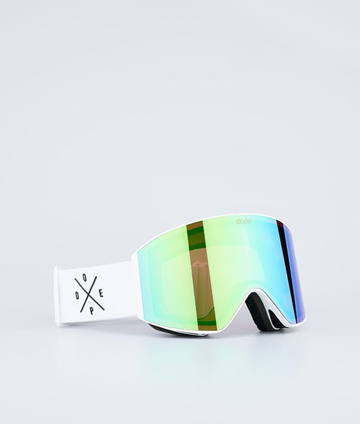 Dope Sight Ski Goggles White W/White Green Mirror