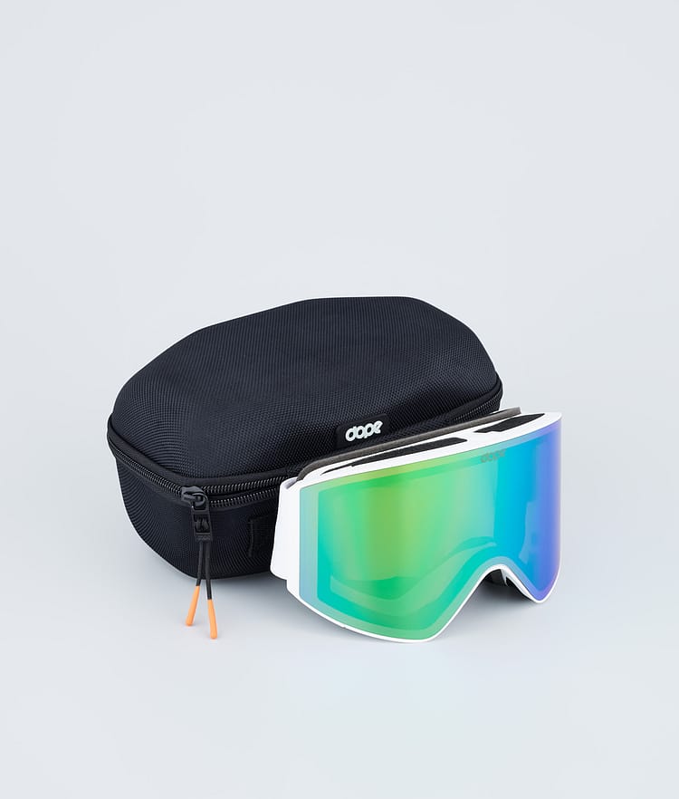 Dope Sight Ski Goggles White W/White Green Mirror