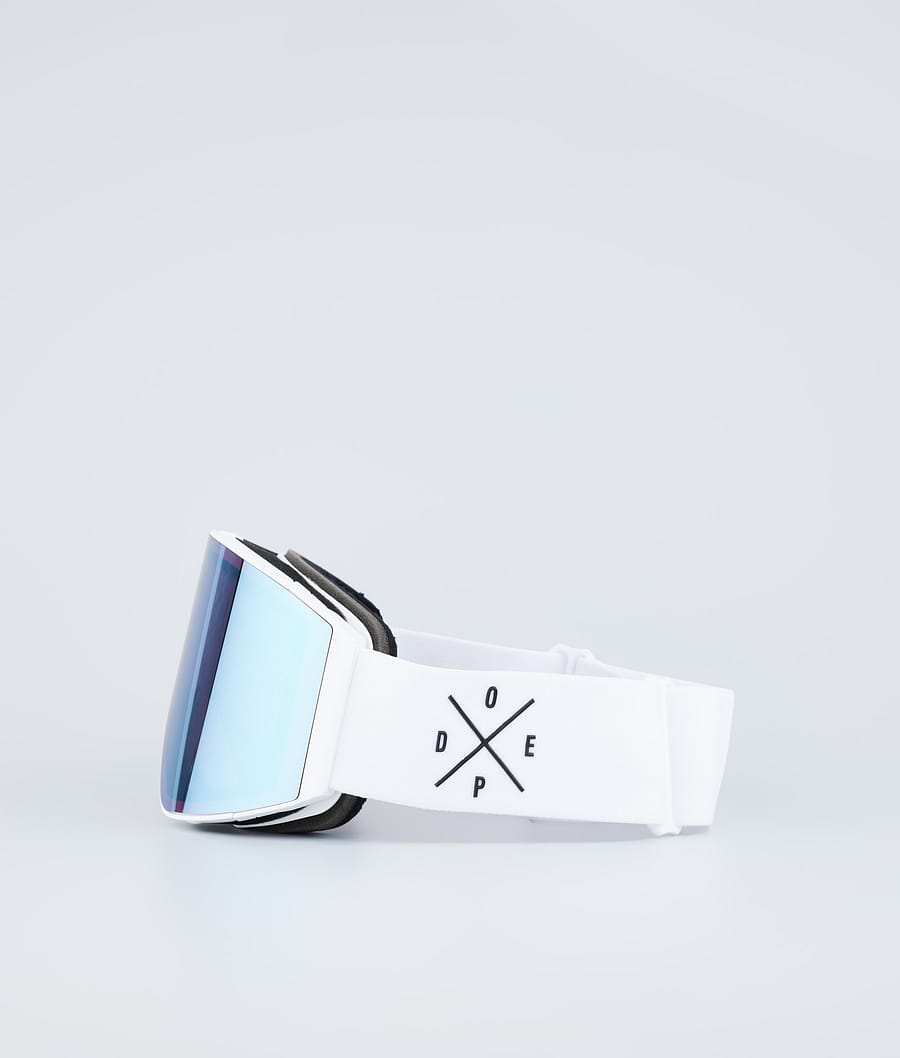 Dope Sight Ski Goggle White W/White Blue Mirror