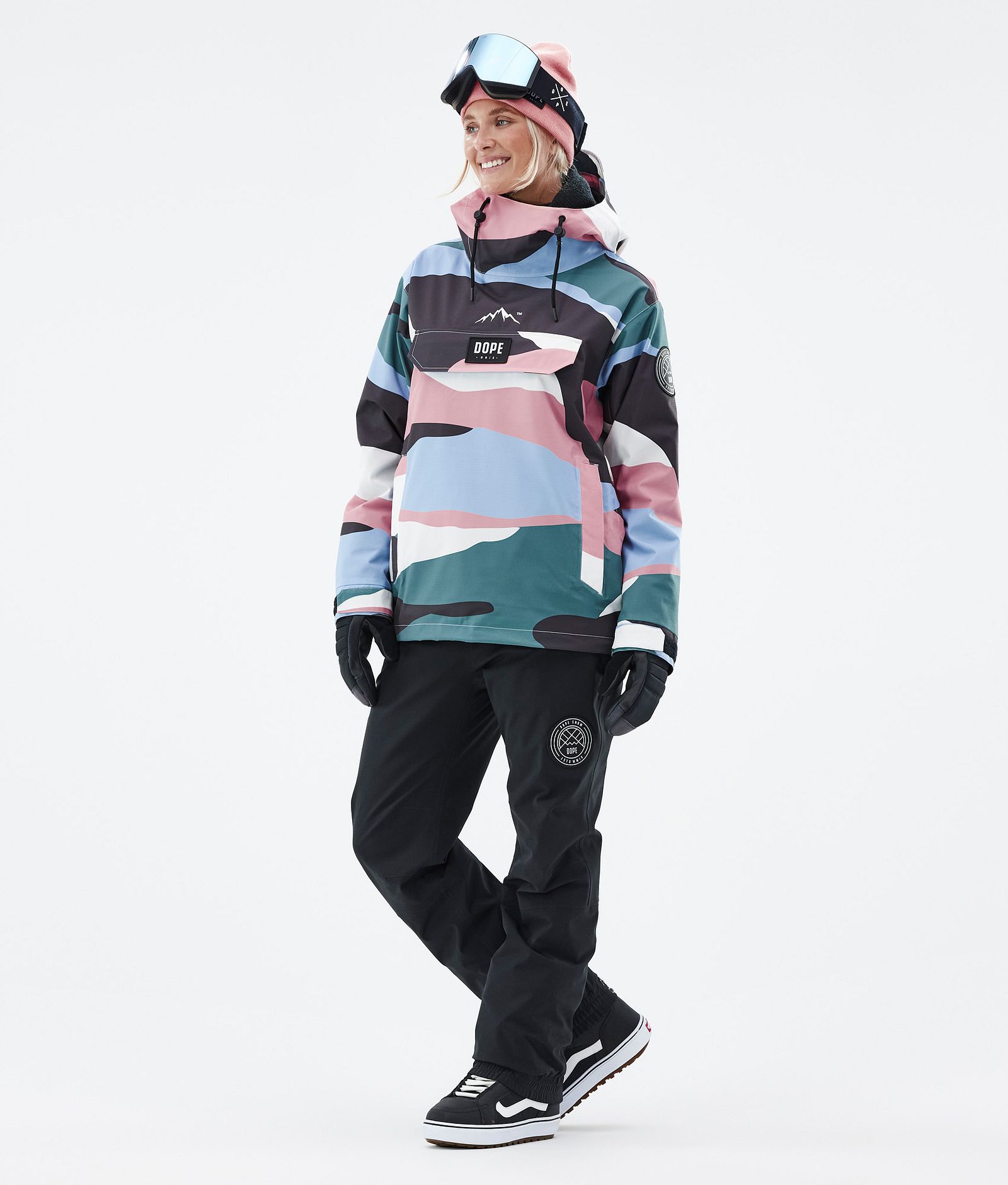 Dope Blizzard W 2022 Giacca Snowboard Donna Shards Light Blue Muted Pink Renewed, Immagine 3 di 9