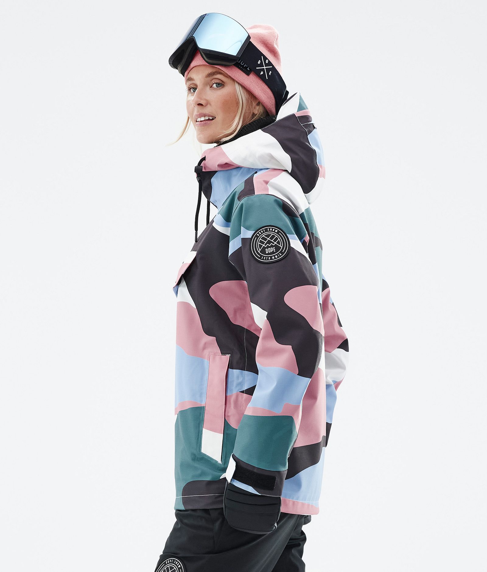 Dope Blizzard W 2022 Giacca Snowboard Donna Shards Light Blue Muted Pink Renewed, Immagine 6 di 9