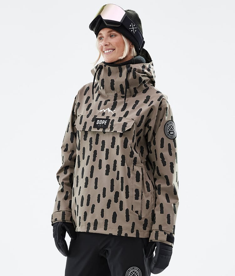 Dope Blizzard W 2022 Snowboardjakke Dame Stripes Walnut, Billede 1 af 9