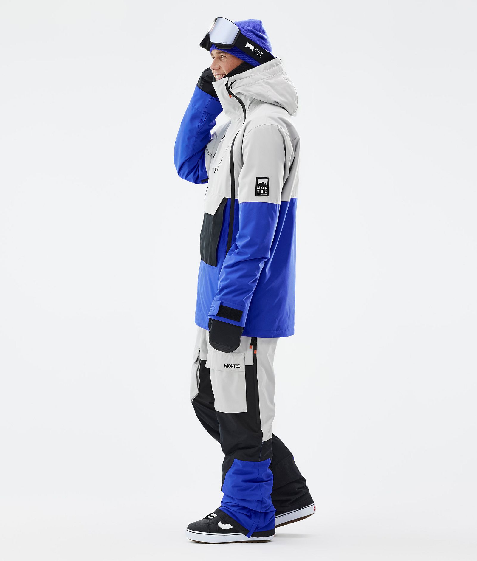 Montec Doom Kurtka Snowboardowa Mężczyźni Light Grey/Black/Cobalt Blue