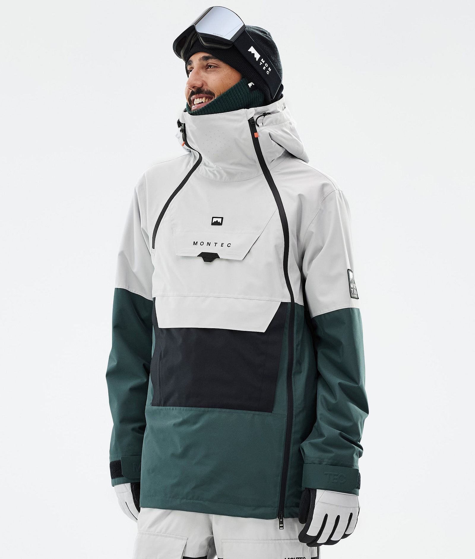 Montec Doom Snowboard Jacket Men Light Grey/Black/Dark Atlantic