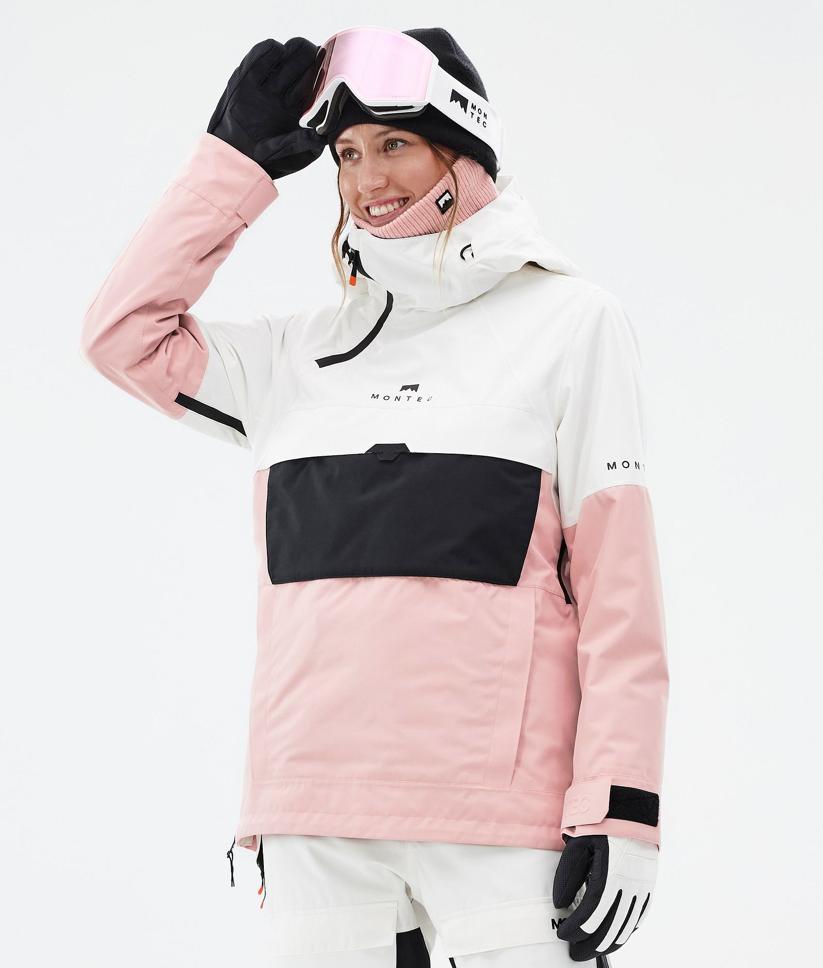 Montec Dune W Snowboard Jacket Women Old White/Black/Soft Pink Renewed