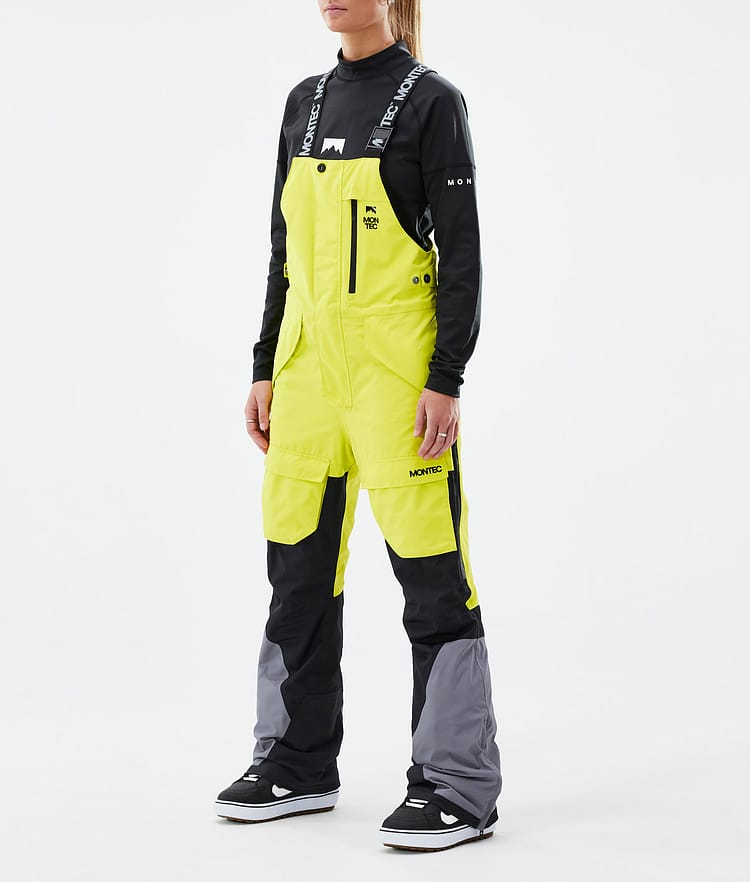Montec Fawk W Spodnie Snowboardowe Kobiety Bright Yellow/Black/Light Pearl, Zdjęcie 1 z 7