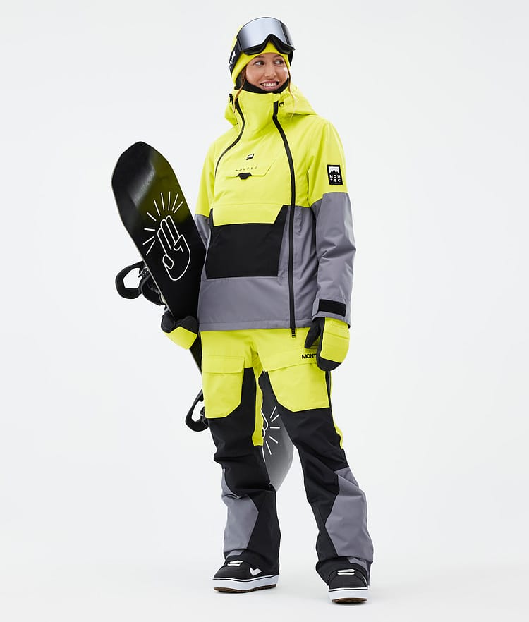 Montec Fawk W Pantalon de Snowboard Femme Bright Yellow/Black/Light Pearl